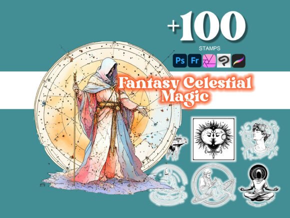100 Celestial Magic Photoshop: Enhancing Creative Workflows with Versatile Design Tools