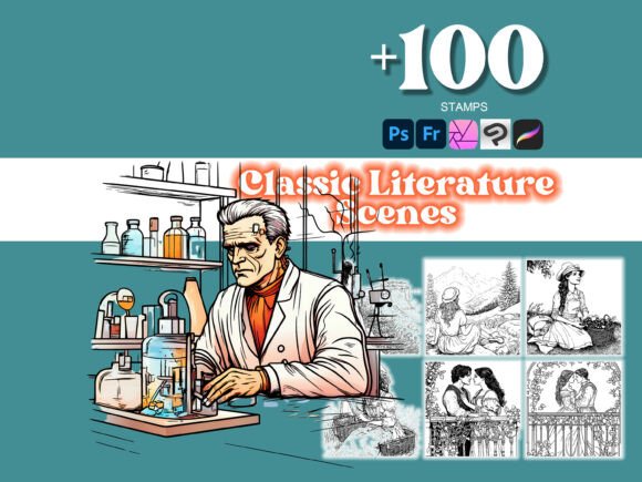 100 Classic Literature Scenes Photoshop: Elevating Digital Art with Timeless Inspiration