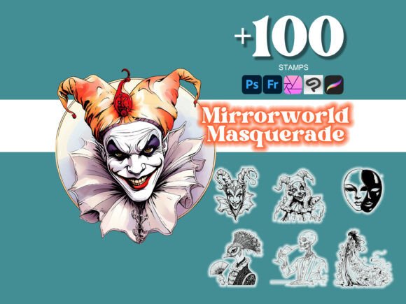 100 Mirrorworld Masquerade Photoshop Brushes for Real Creative Impact