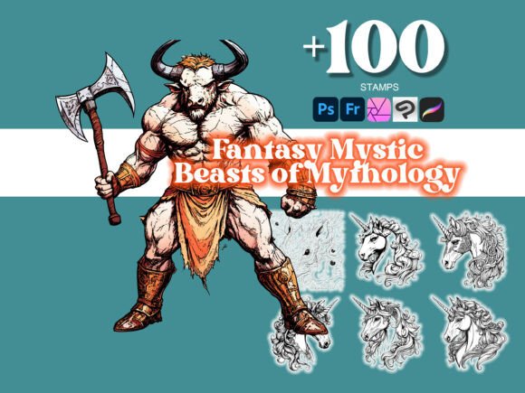 100 Mystic Beasts Mythology Photoshop Brushes: Creative Power for Digital Artists