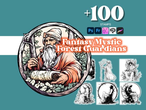 100 Mystic Forest Guardians Photoshop Brushes: Elevate Your Digital Art with Premium Tools