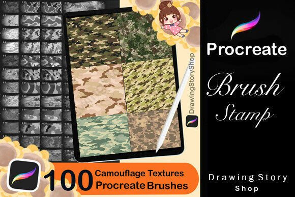 100 Procreate Camouflage Textures Brush