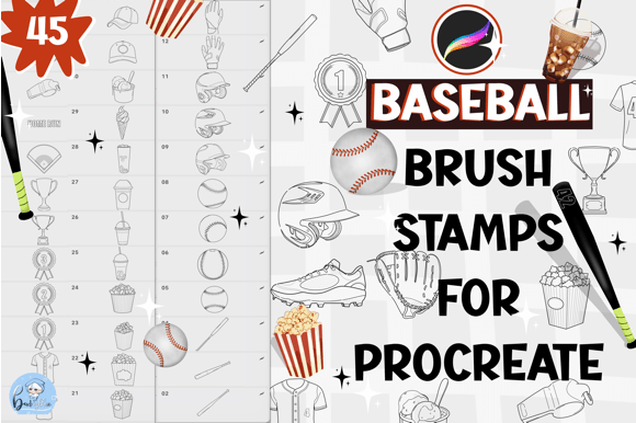 45 Baseball Brush Stamp for Procreate: A Creative Tool for Baseball-Inspired Digital Art