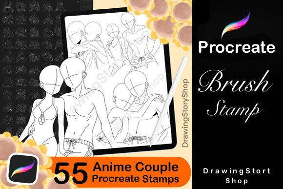 55 Procreate Anime Couple Stamps Set 2: A Practical Tool for Digital Artists