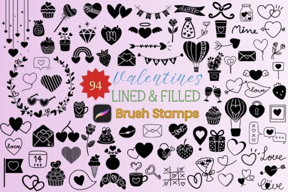 94 Valentines Procreate Brush Stamps: Creative Design Made Easy