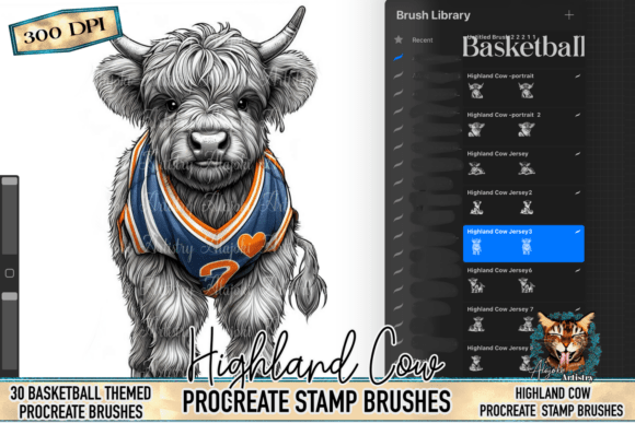Basketball Highland Cow Procreate Stamps: A Creative Slam Dunk for Digital Artists