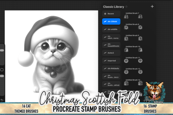 Christmas Scottish Fold Procreate Stamps: A Creative Solution for Festive Feline Art
