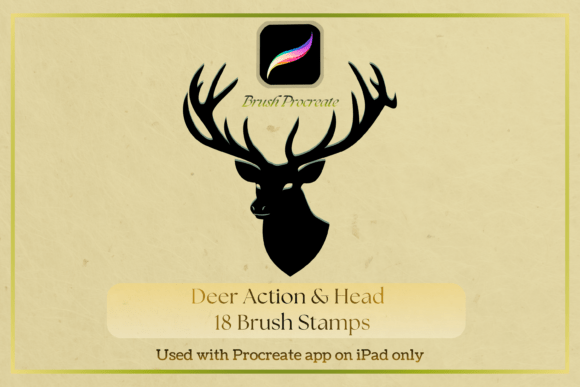 Deer Action Head Procreate Brush Stamp