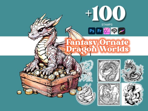 Elevate Your Designs with 100 Ornate Dragon Worlds Photoshop