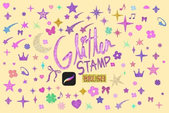 Glitter Brush & Stamp Set for Creative Projects