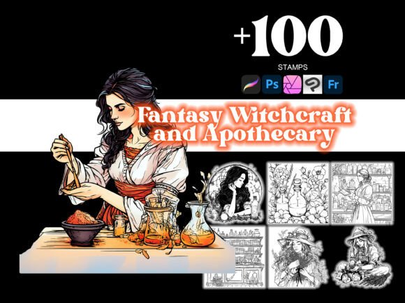 Transform Your Digital Art with the 100 Witchcraft and Apothecary Procreate Collection