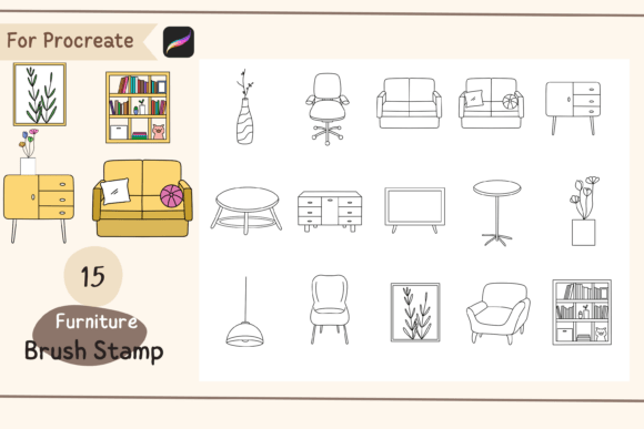 Unlock Your Creativity with Procreate Brush Stamp Furniture and 15 Cute Handdrawn Doodle Brushes